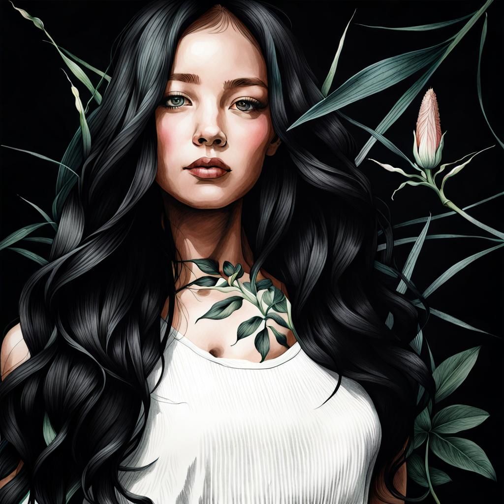 Botanical Ink Drawing: Delicate Plant Life Art