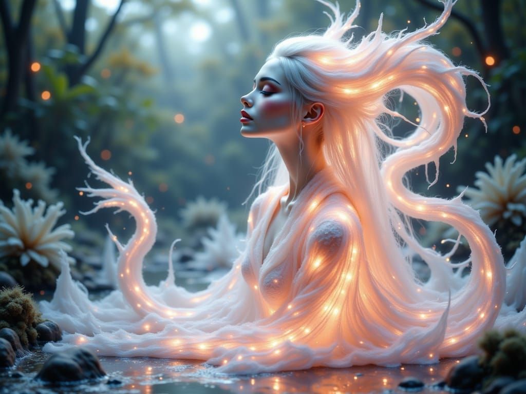 Luminous Nixie with Moonstone Glow in Futuristic Style