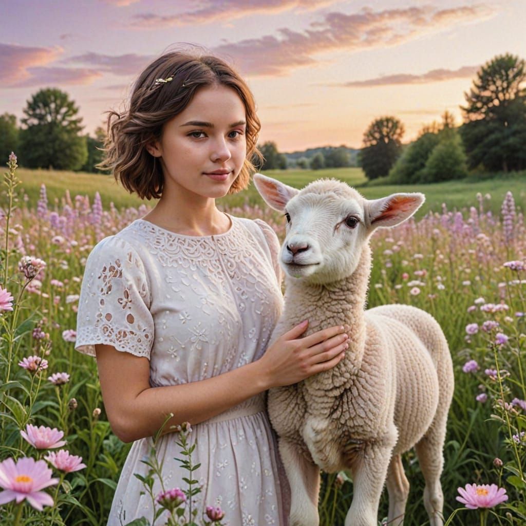 Whimsical Young Girl in a Field of Wildflowers