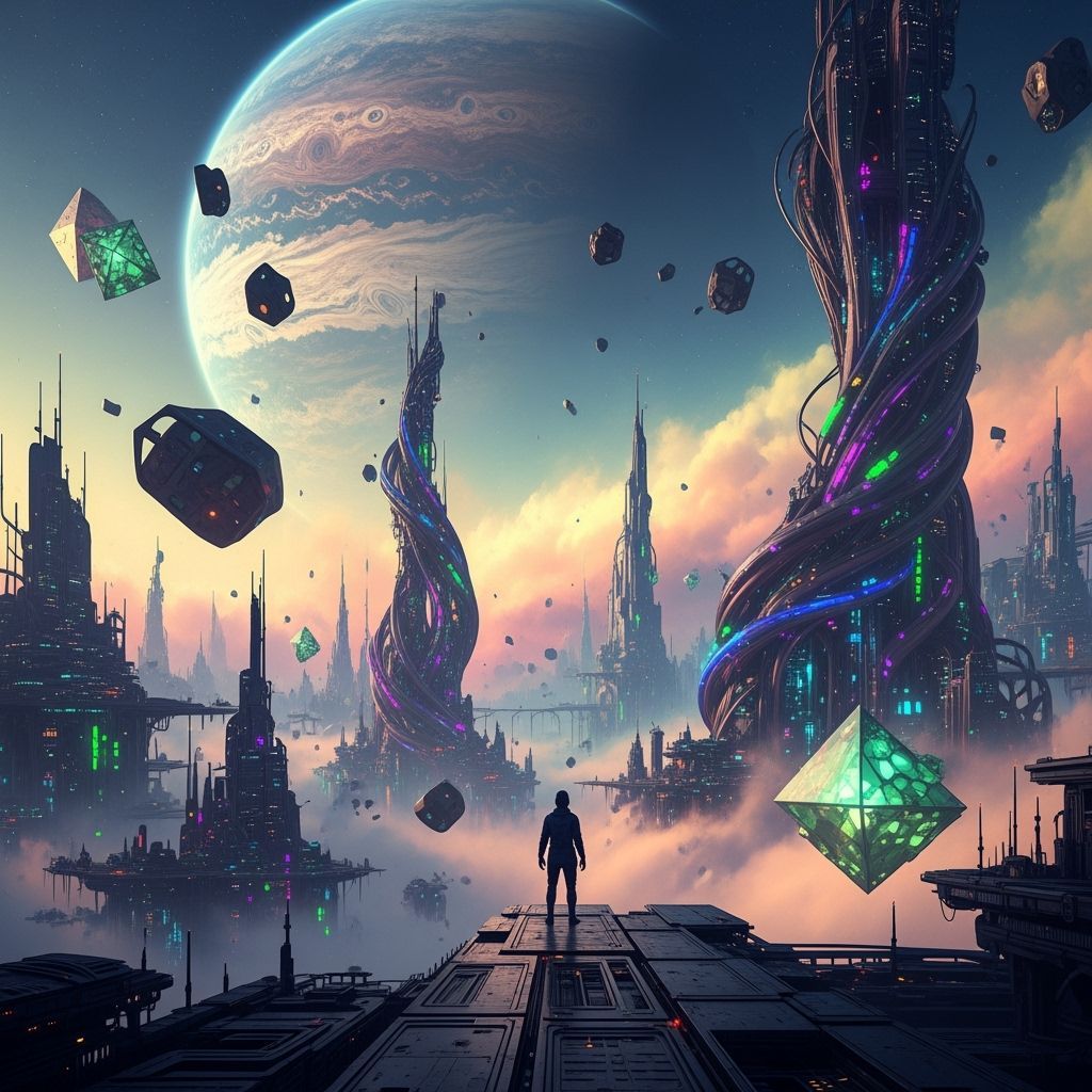 Dreamlike Scene with Swirling Patterns in Digital Art Style