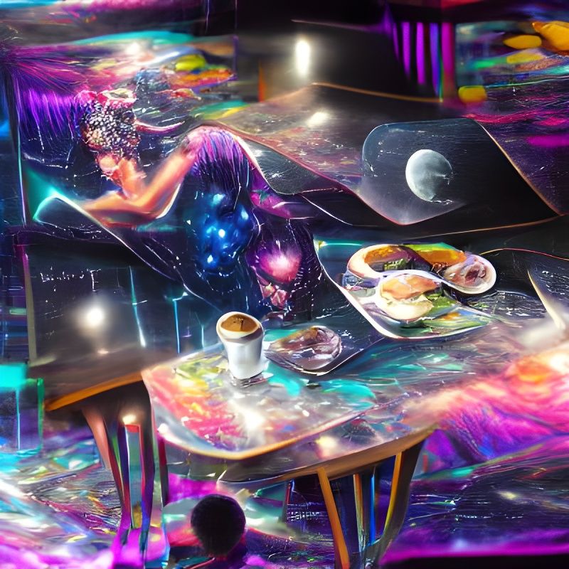 Holographic Astral Cosmic Illustration in Mixed Media