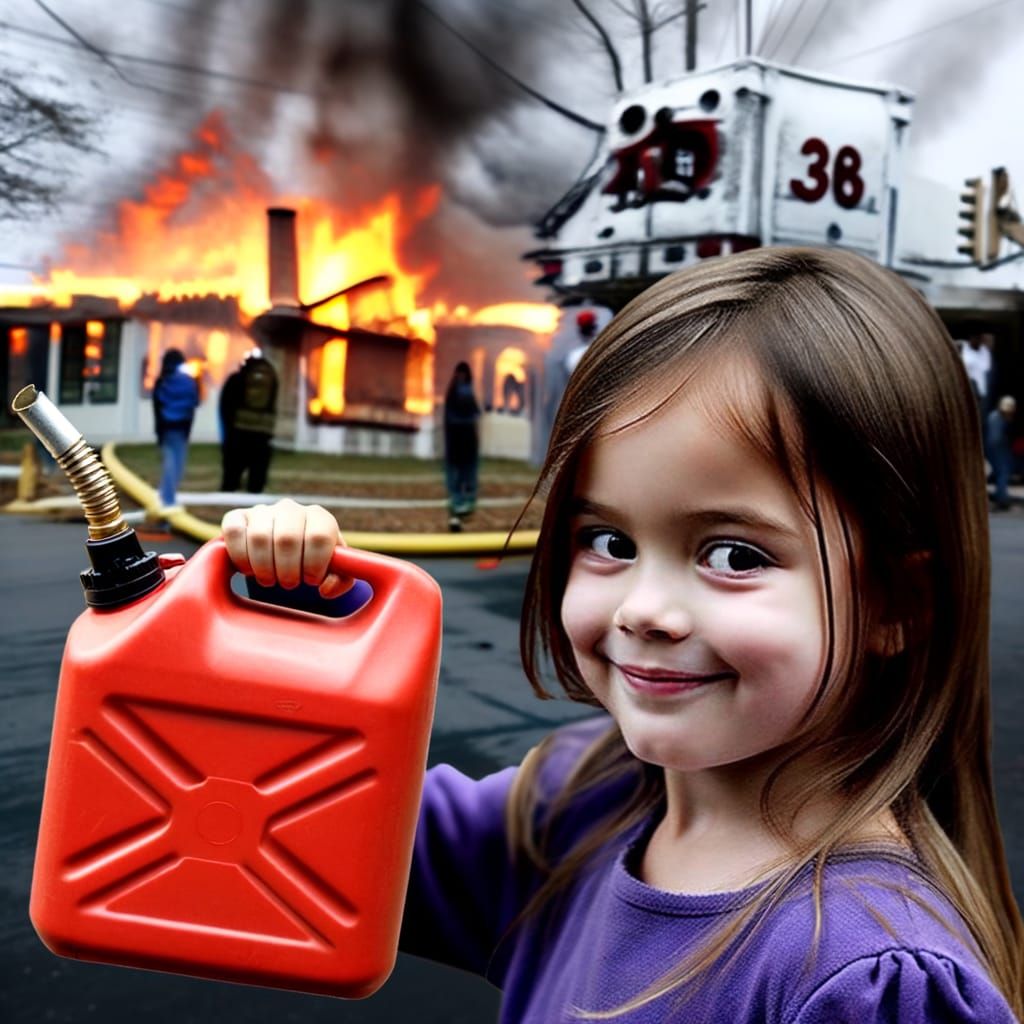 Mischievous Girl with Gasoline Canister