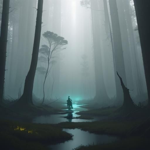 Yoda on Swampy Planet in Sci-Fi Style