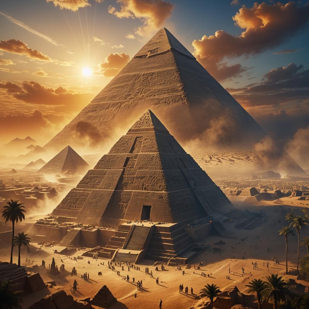 Mystical Pyramid of Giza in Golden Light