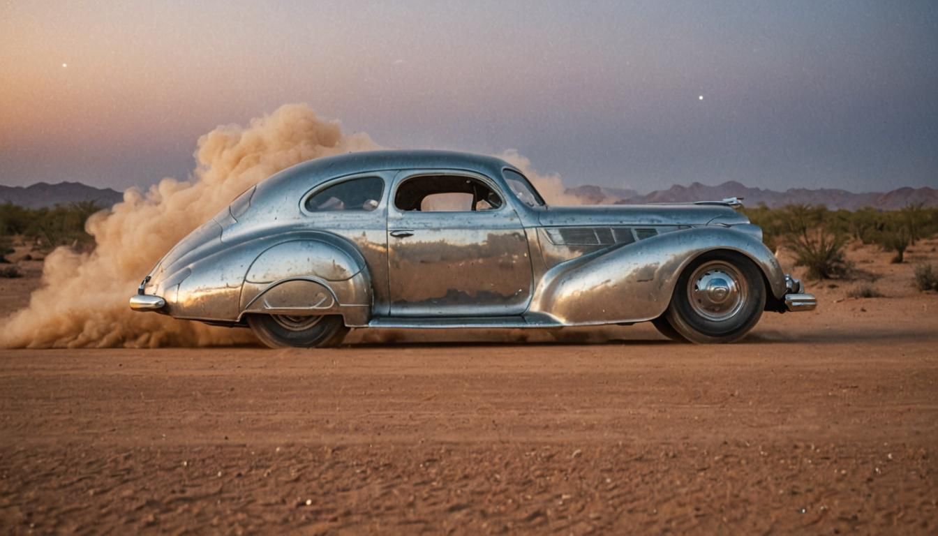 1938 Coupe Races Through Desert Night