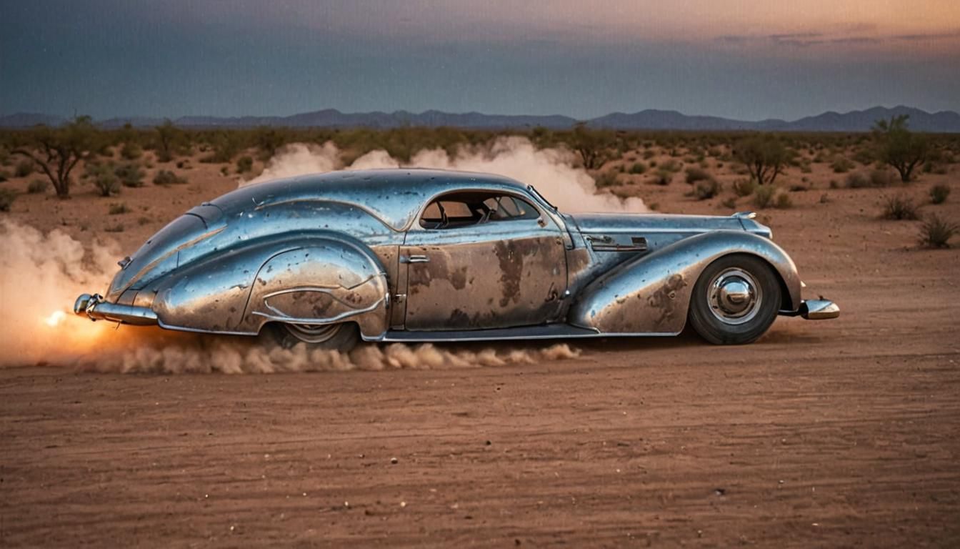 1938 Coupe Races Through Desert Night