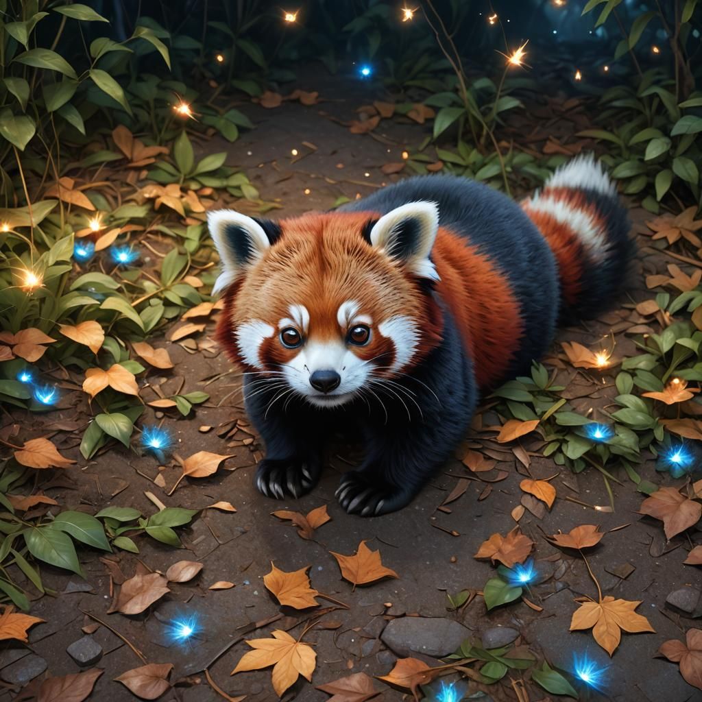 Adorable Red Panda in Jungle Digital Art