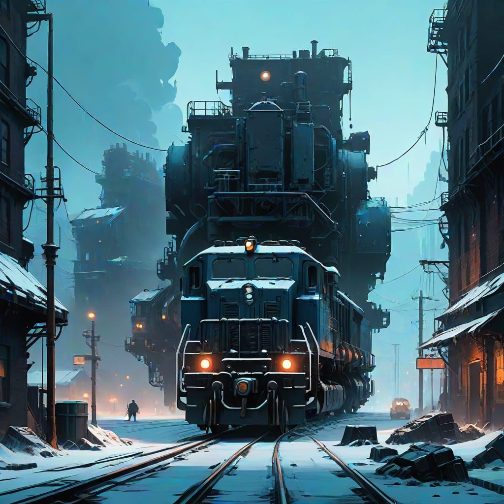 Snow-Shrouded Metropolis in Frostpunk-Inspired Fantasy Conce...