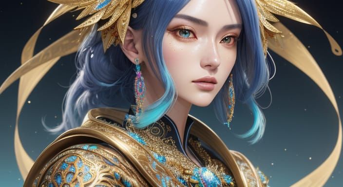 Hyperrealistic Anime Portrait in Futuristic Fashion Style