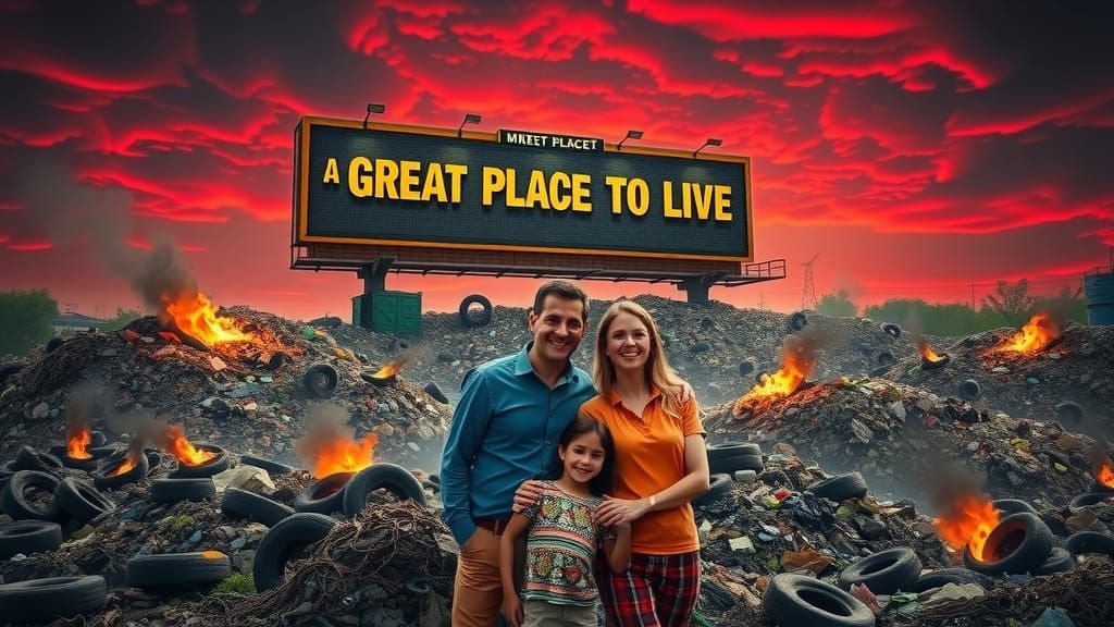 Surreal Billboard Juxtaposes Utopia and Dystopia in a Haunti...