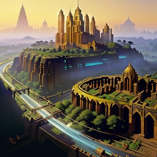 Ancient Metropolis in Golden Light