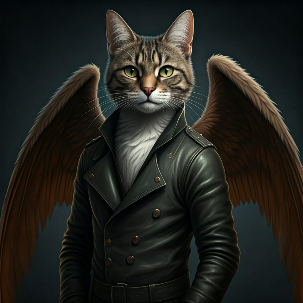 Anthropomorphic Winged Cat Digital Art