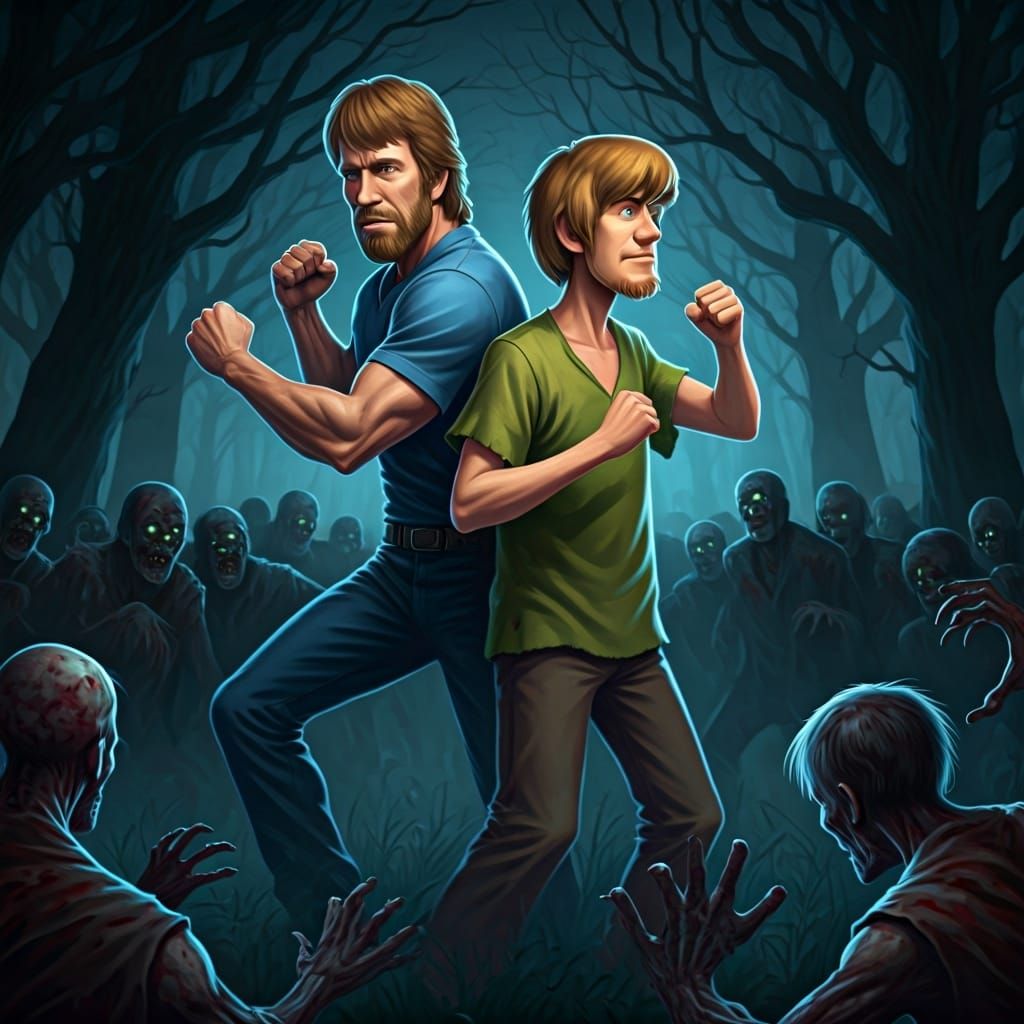 Chuck Norris and Shaggy Rogers vs. Zombie Horde