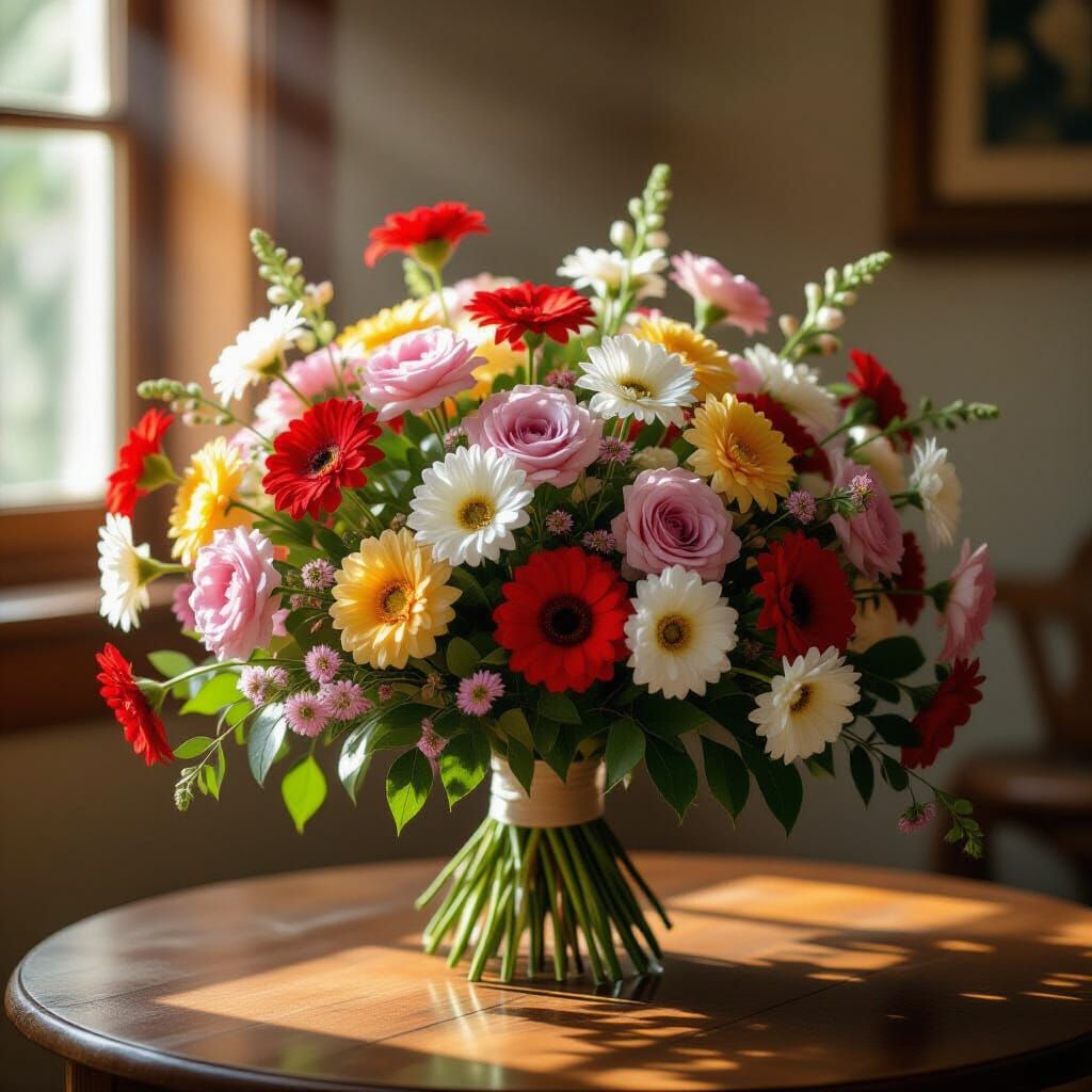 Cinematic Bouquet of Vibrant Flowers