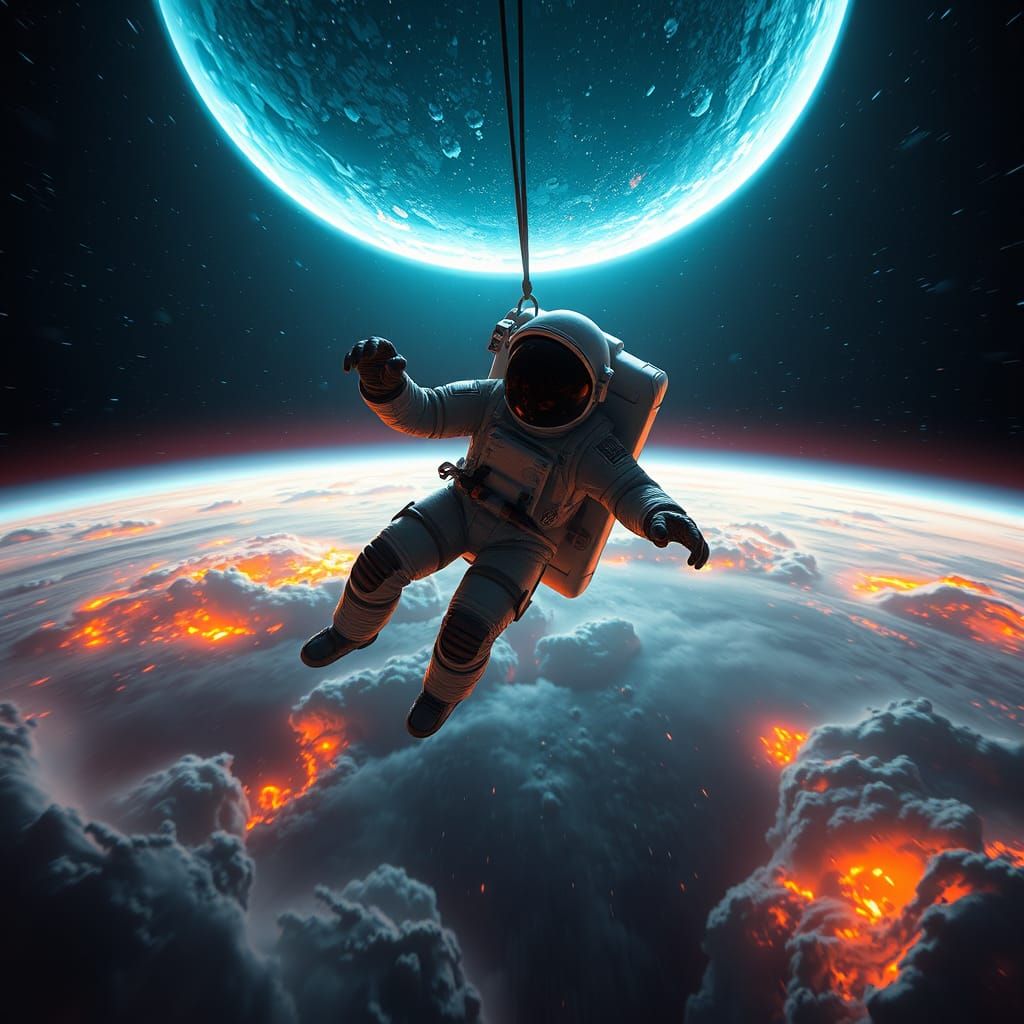 Astronaut Lost in Cosmic Void