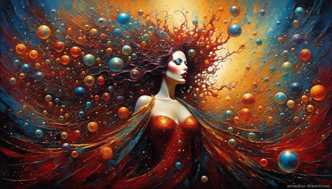 Kinetic Abstract Woman: A Pointillist Masterpiece