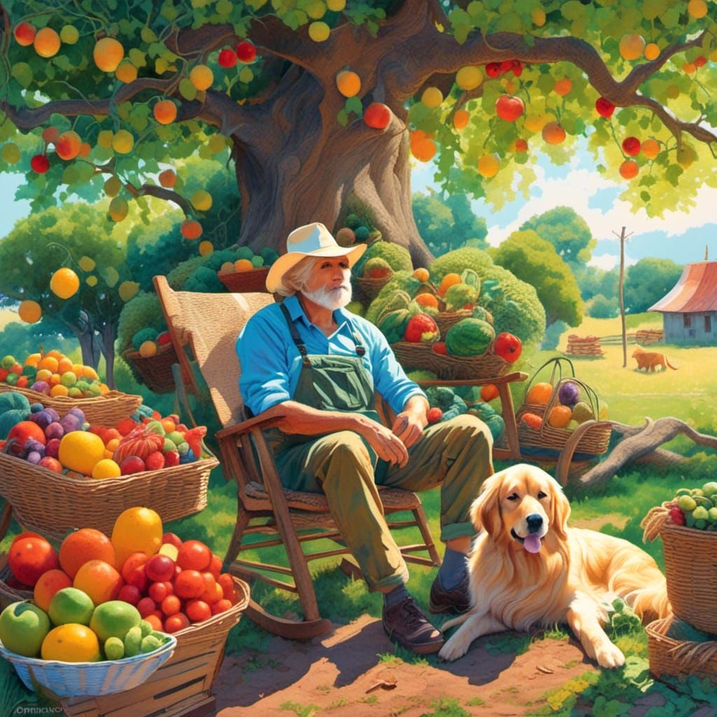 Uncle Joe's Fruit Stand: Colorful Matte Style Illustration