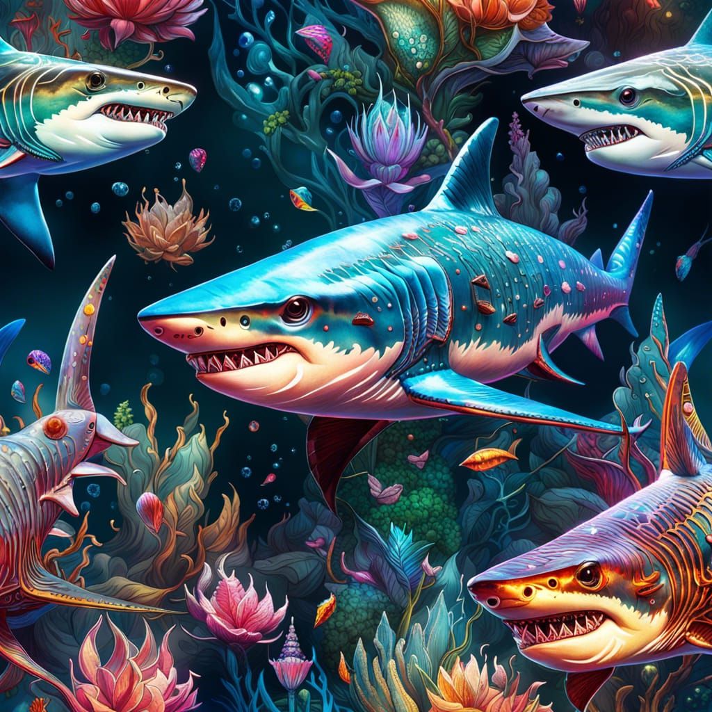 Illuminated Crystal Shark in Borderland Fantasycore Style