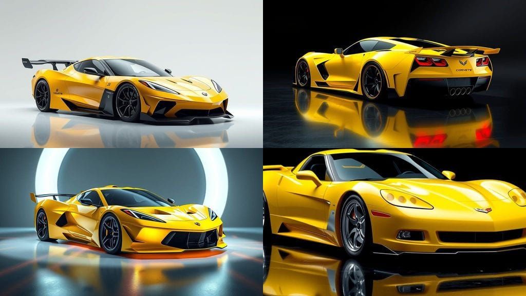 Futuristic Yellow Corvette C10R Velocity in Studio Lighting