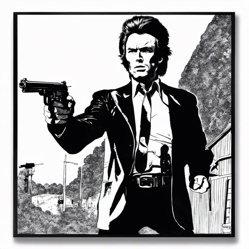 Dirty Harry Callahan Comic Book Style Illustration