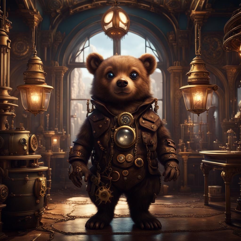 Steampunk Baby Bear in Decadent Setting