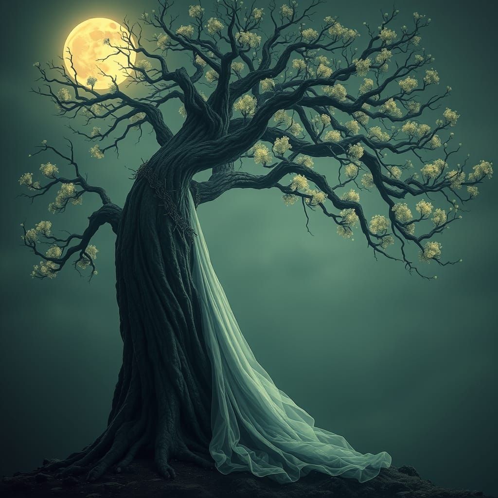 Majestic Female Tree Under Lunar Glow