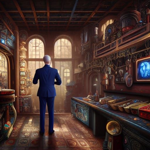 Fantasy City Forge: Store Clerk Portrait in Digital Painting