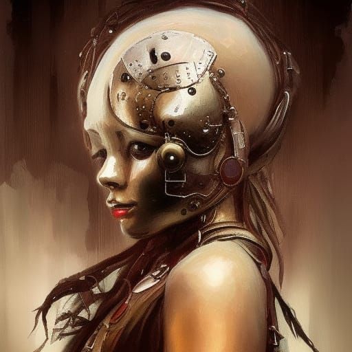 Hyperdetailed Metal Woman Portrait in 8k