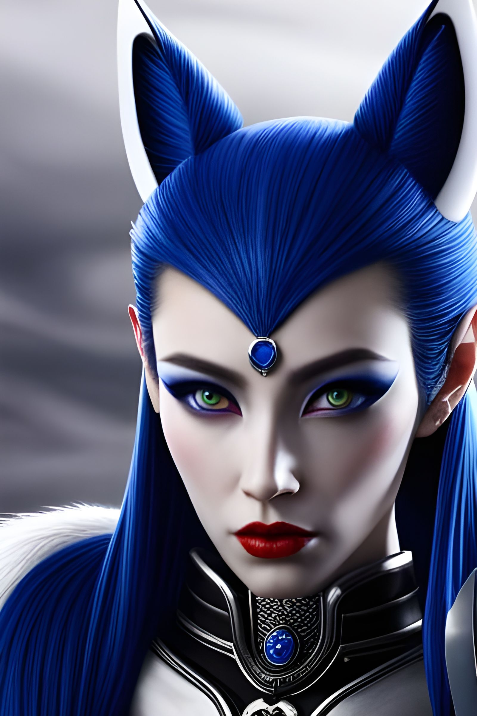 Blue fox with green eyes