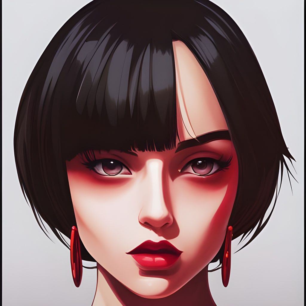 Comic Book Portrait of Girl with Bi-Colored Hair