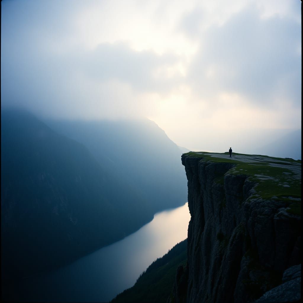 Dramatic Trolltunga Cliff Cinematic Film Still