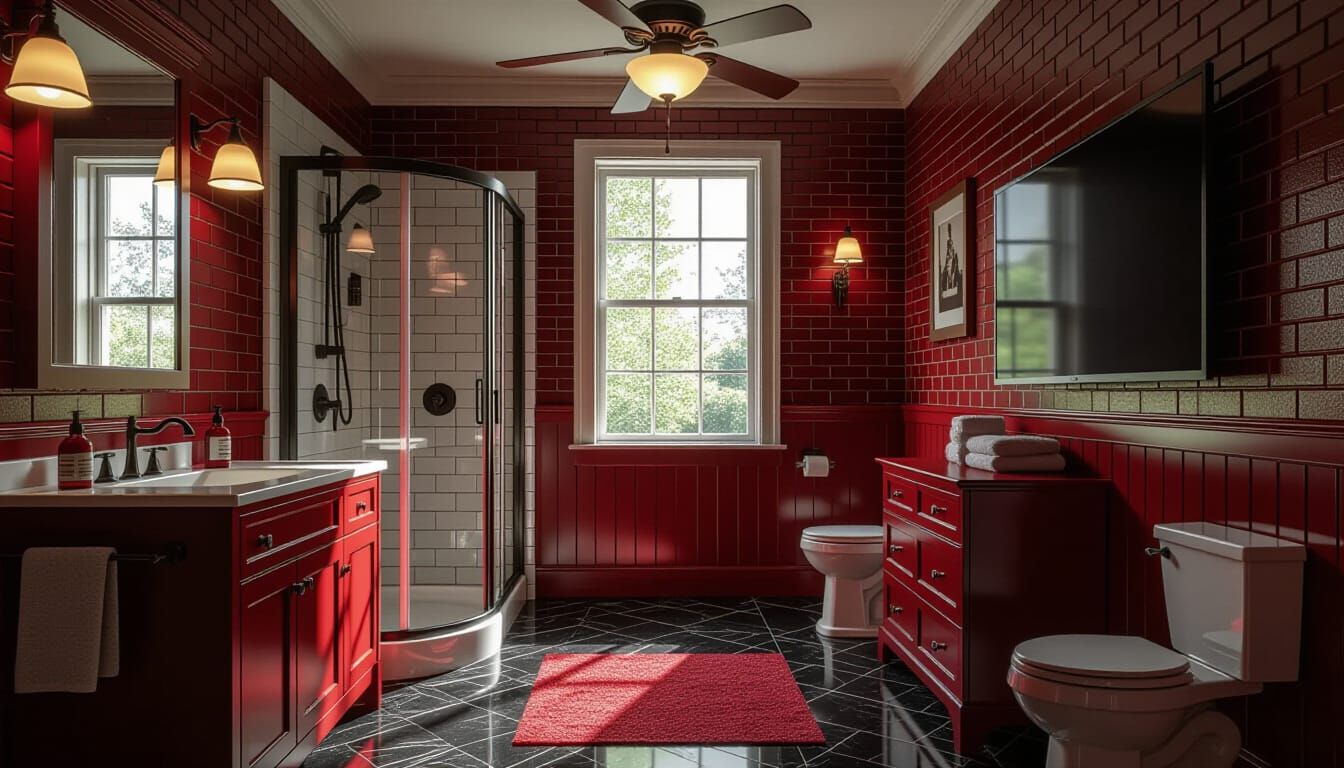 Victorian Bathroom Cinematic Shot with Dramatic Lighting