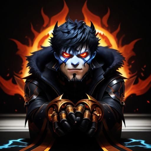 Fiery Demon Boy Portrait in Hyperdetailed Digital Art