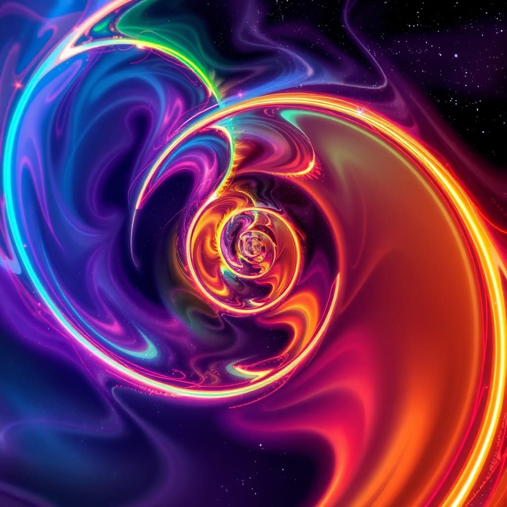 Neon Fractal Spiral: Abstract Psychedelic Art