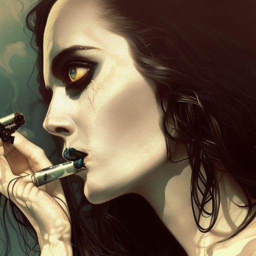 Eva Green seducing a cigarette