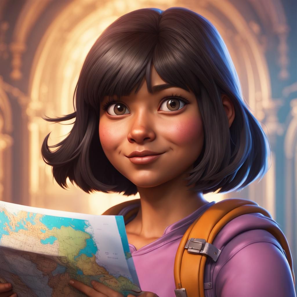 Dora the Explorer Portrait in Digital Art Style
