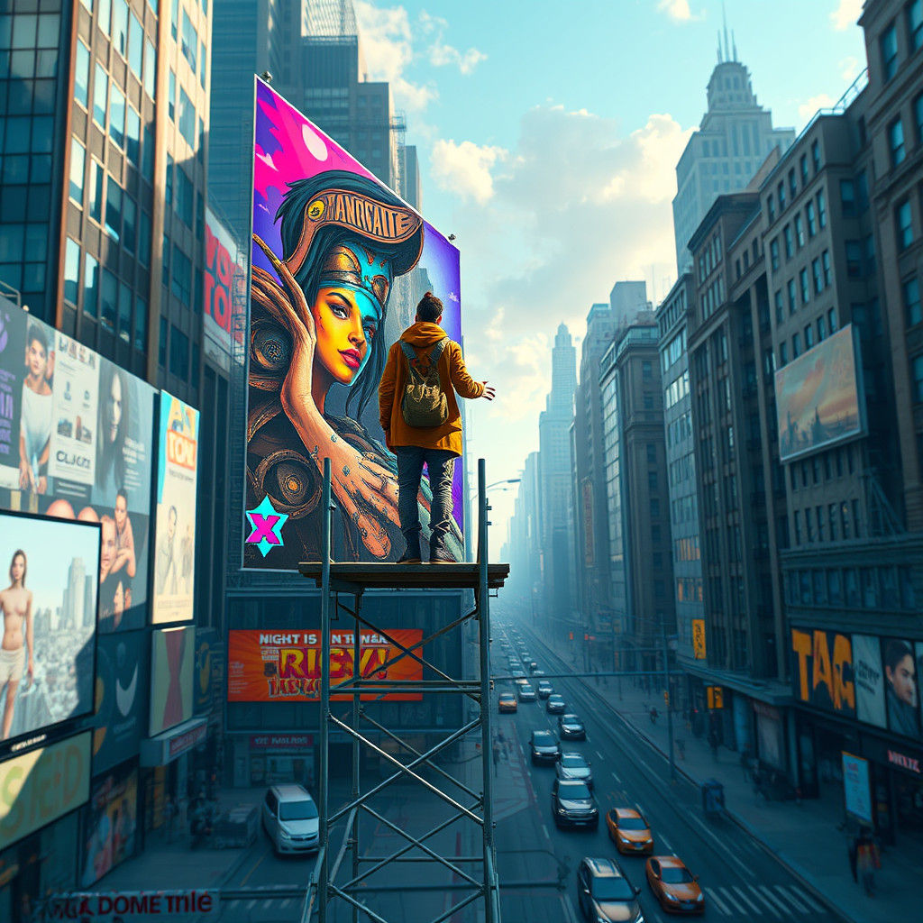 Street Artist's Fantasy Billboard in New York City