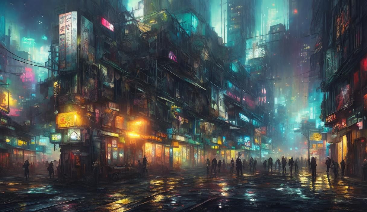 Cyberpunk Anime Children Scavenging in Junkyard