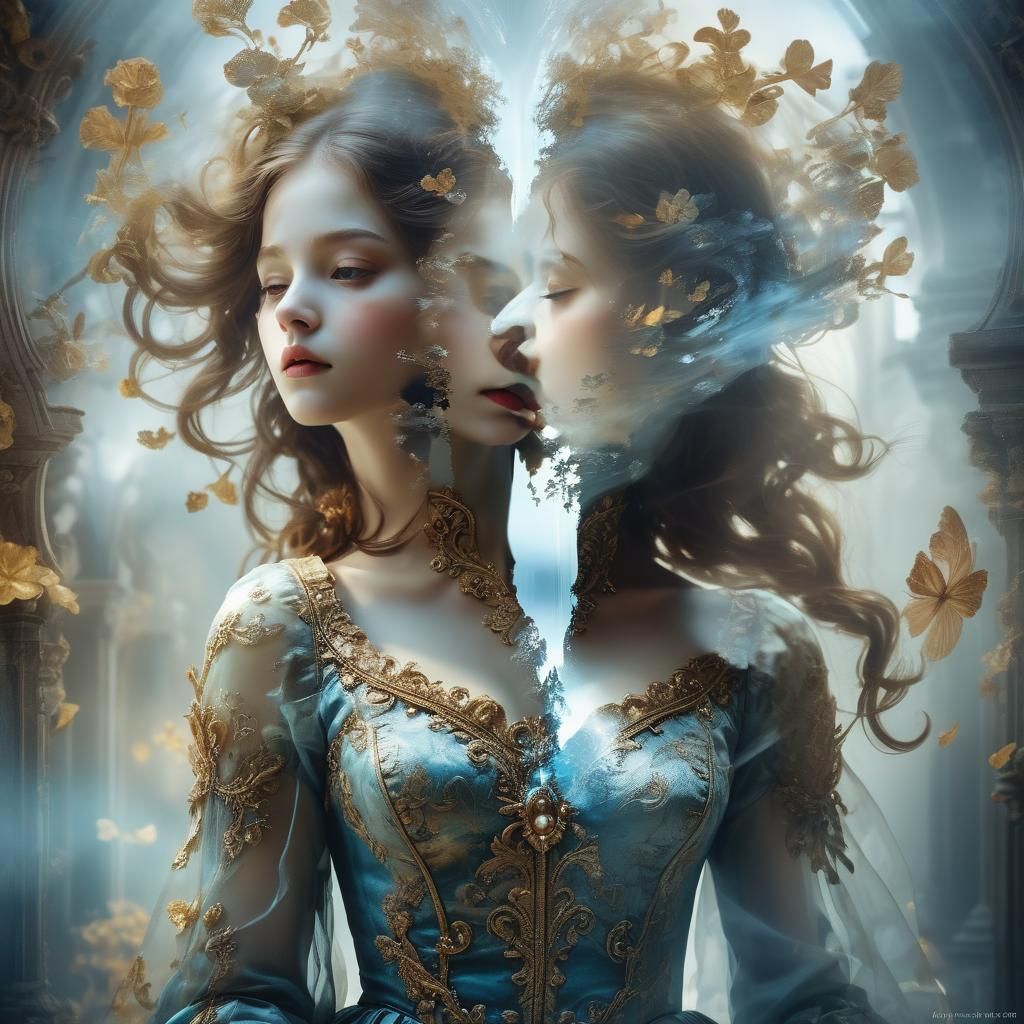 Opalescent Fantasy Portrait with Double Exposure Effects