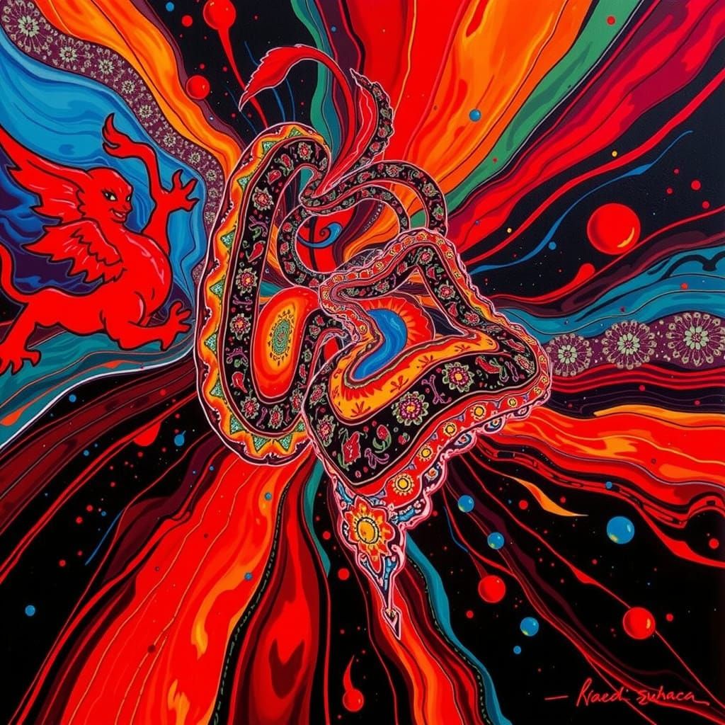 Abstract Swirling Forms in Vibrant Red Hues