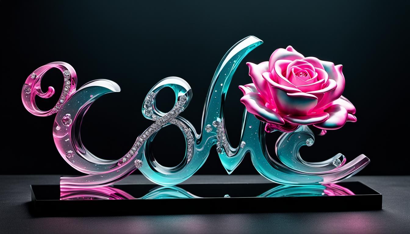 Crystal Rose Statue with Glitch Effect