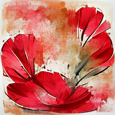 Minimalist Red Flower Watercolor Painting