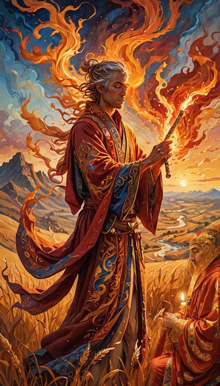 Magical Fire Flautist Casting Fire on Field