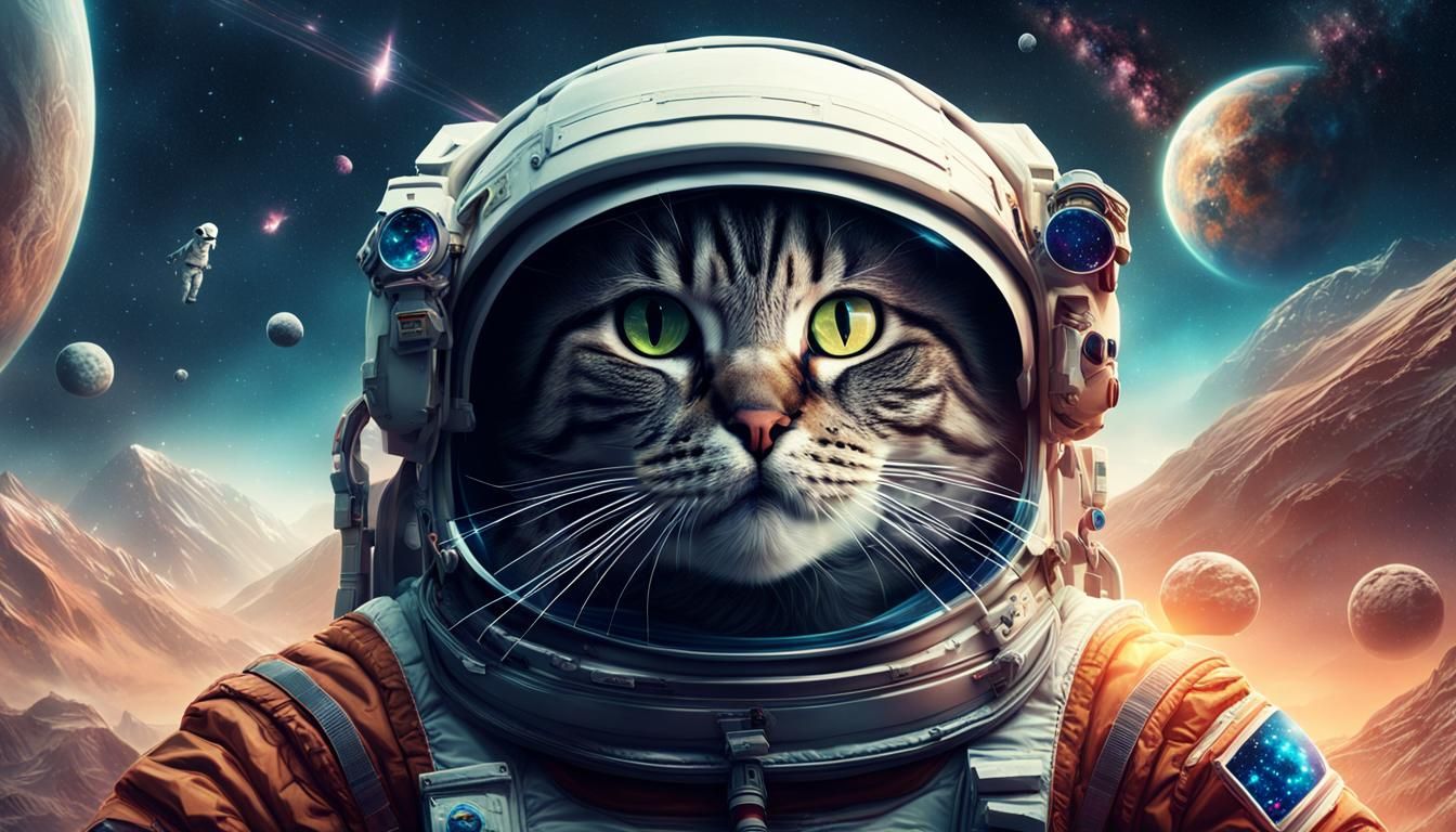 Epic Cinematic Cat Astronaut in Space