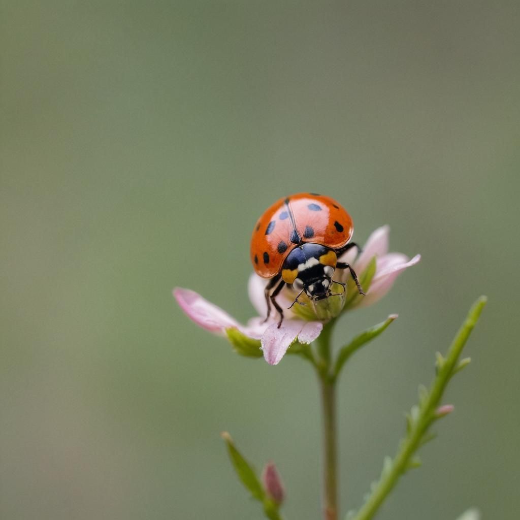 Ladybug on Flower Petal in Macro Photography