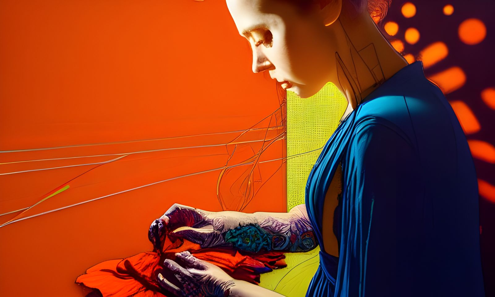 Hyperdetailed Seamstress in Fractal Rococo Style