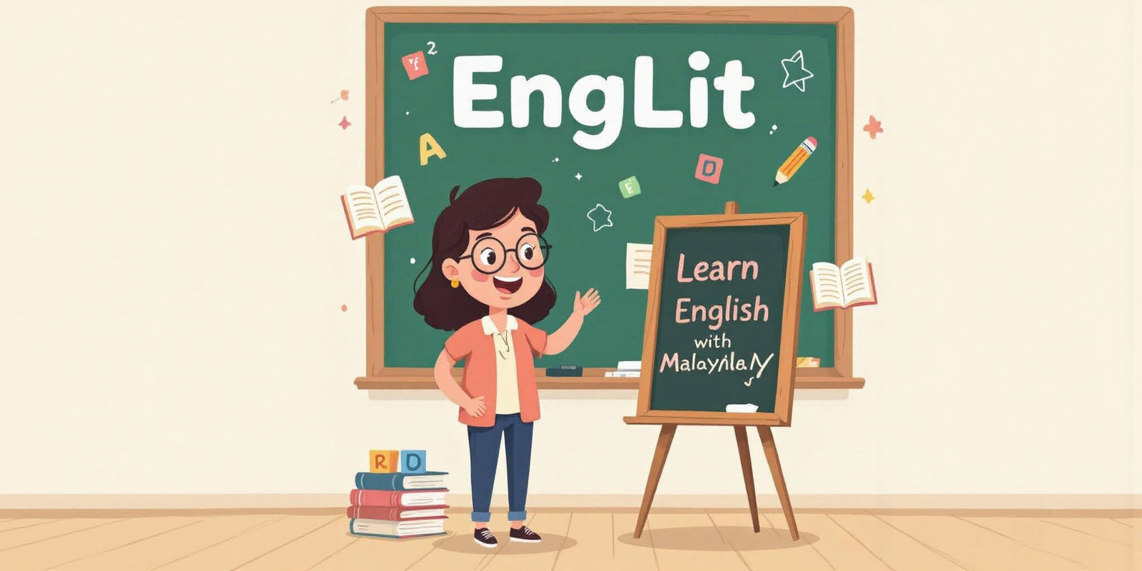 Cartoon Teacher Avatar for English Learning Channel