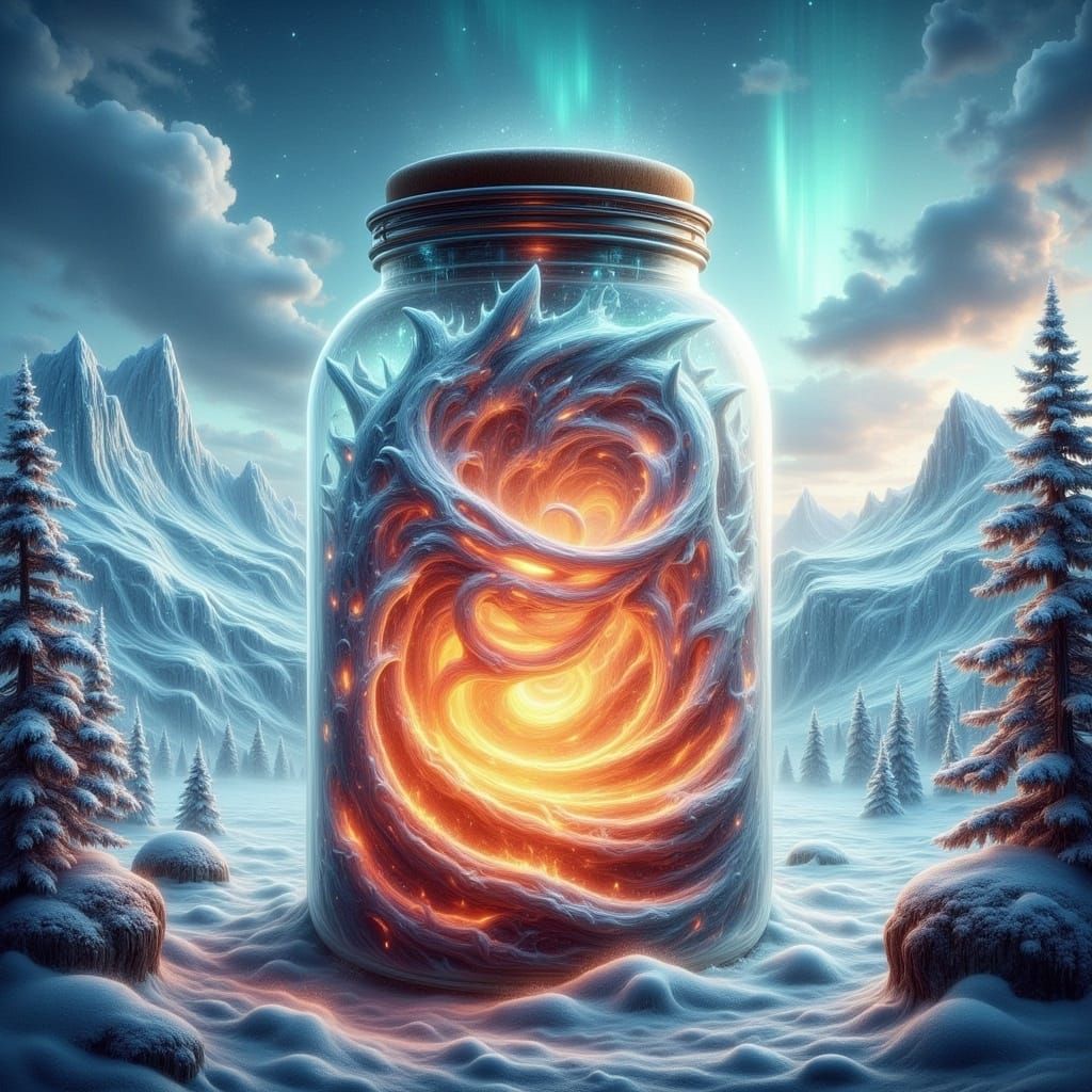 Mystical Jar of Flames on Frozen Tundra