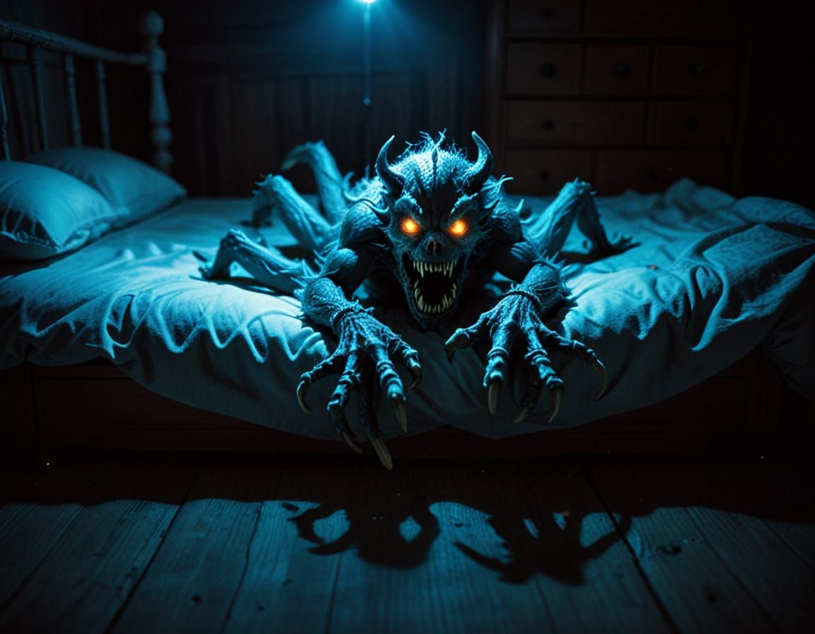 Creepy Demonic Monster Hiding Under Bed