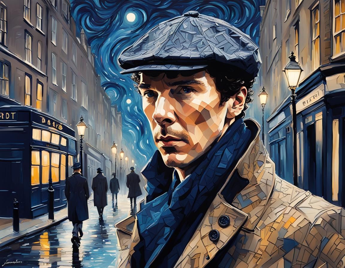 Sherlock Holmes in Bioluminescent London Street Scene